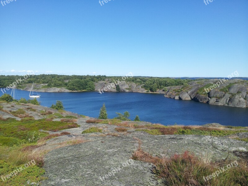 Bedrock Sea Sailboat Landscape Outdoors