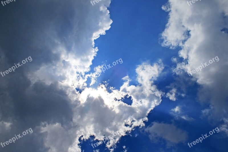 Sky Blue Bright Clouds White