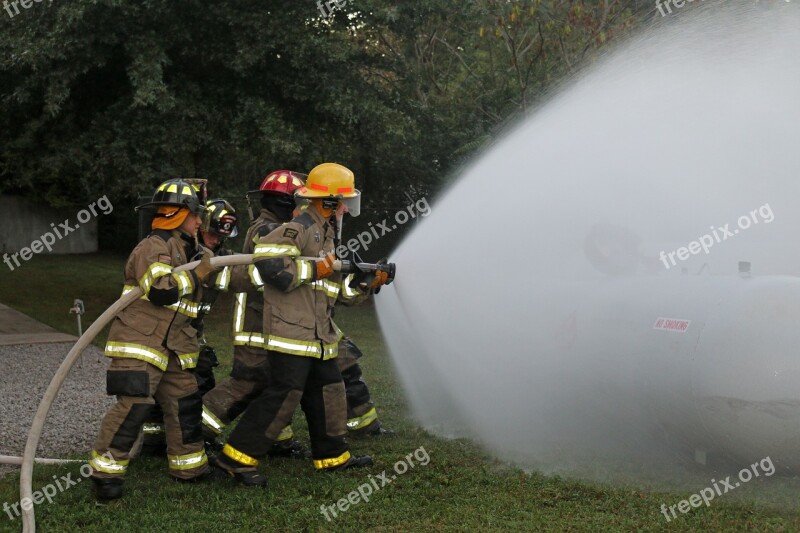 Fire Fighters Hose Training Firefighter Training Propane Tank