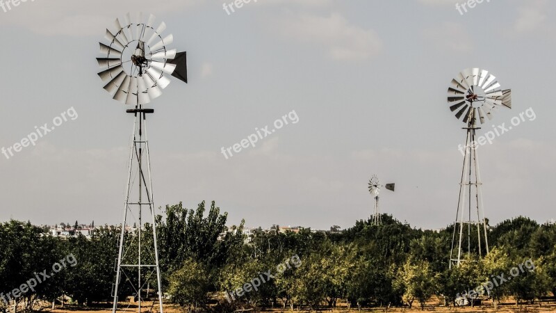 Windmill Wheel Landscape Rural Countryside