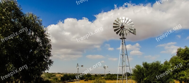 Windmill Wheel Landscape Rural Countryside