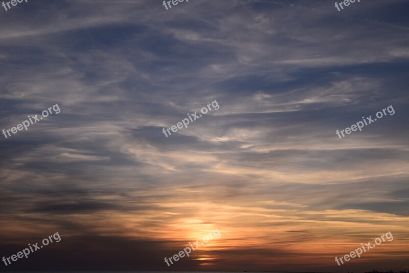 Sunset Sea Sunset Sea Beach Distant