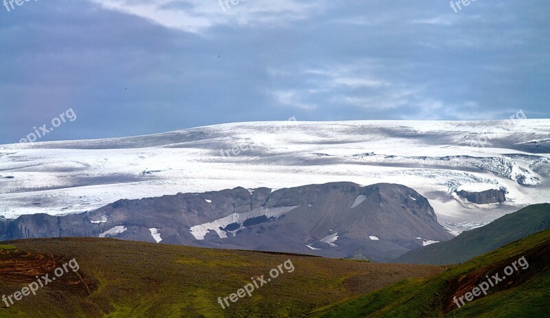 Iceland Volcanoes Waterfall Geyser Volcanic