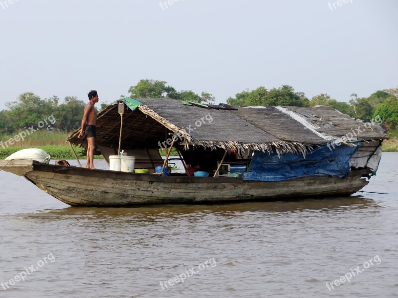 Cambodia Tonle Sap House Floating Housing