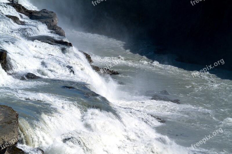 Iceland Volcanoes Waterfall Geyser Volcanic