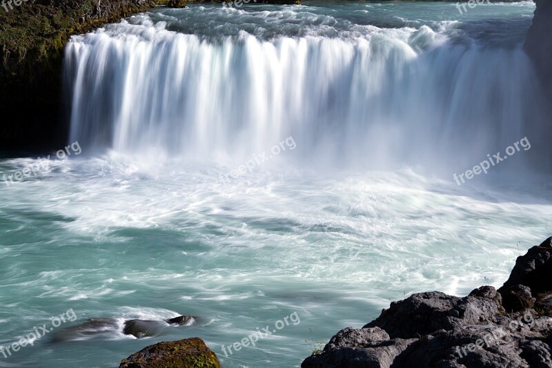 Iceland Volcanoes Waterfall Geyser Volcanic