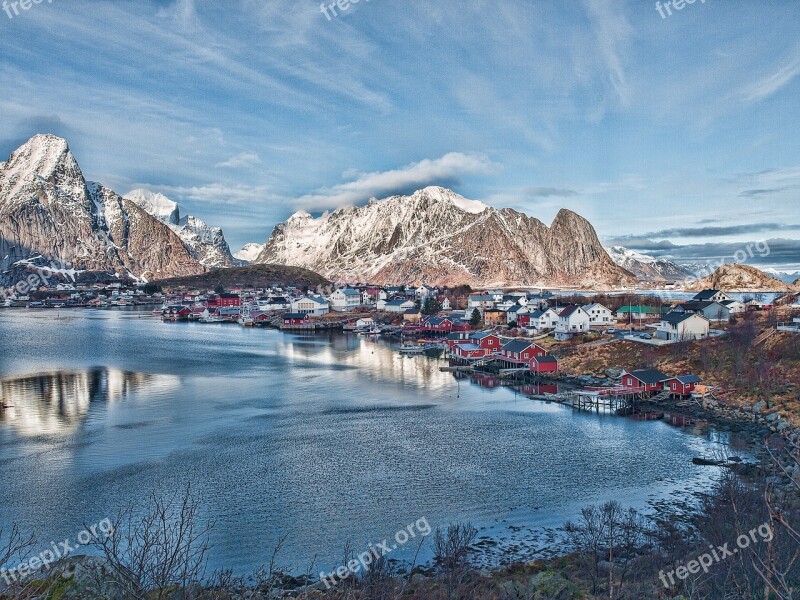 Norway Lofoten Reine Sea Mountain