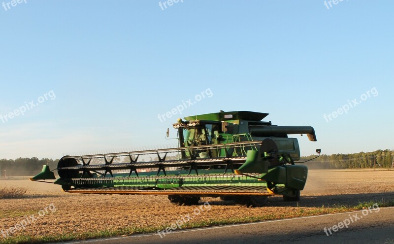 Harvester Harvest Farming Soybean Sunset