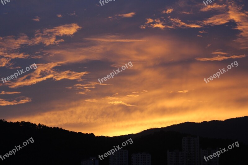 Sunset Panorama Penang Island Malaysia Free Photos