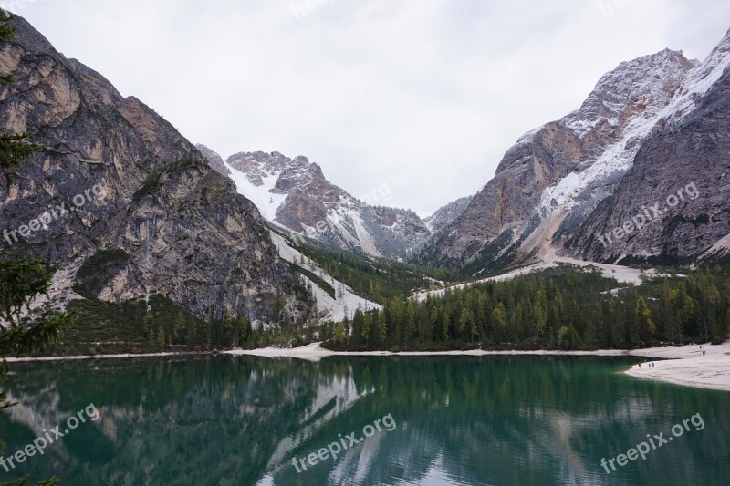 South Tyrol Prague Wildsee Mountains Alpine Nature