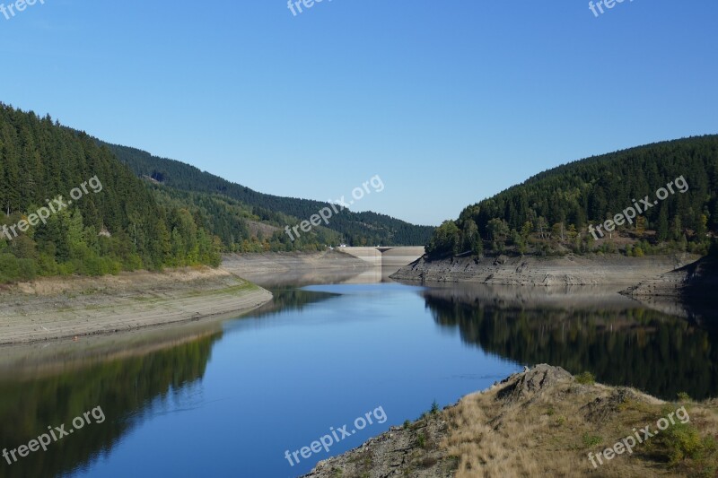 Building Dam Bank Reservoir Oker