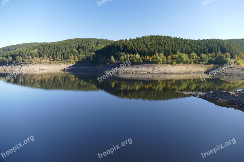 Panorama Oker Reservoir Landscape Mountains