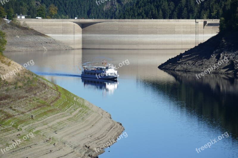 Oker Dam Motor Ship Excursion Steamer Reservoir