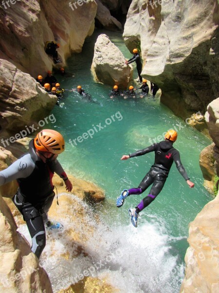 Jump Canyoning Guara Canyoning River Rock