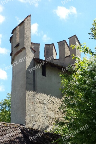 City Wall Tower Basel Switzerland Historically