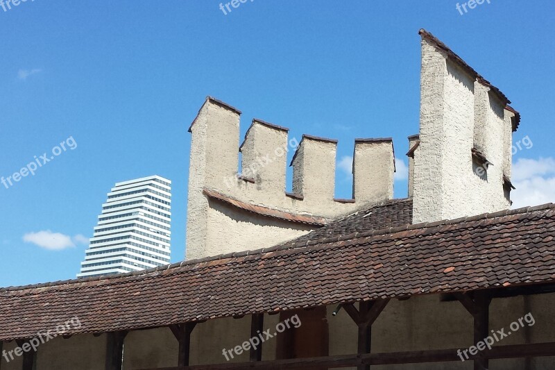 Basel Switzerland Roche Tower Old And New Historically