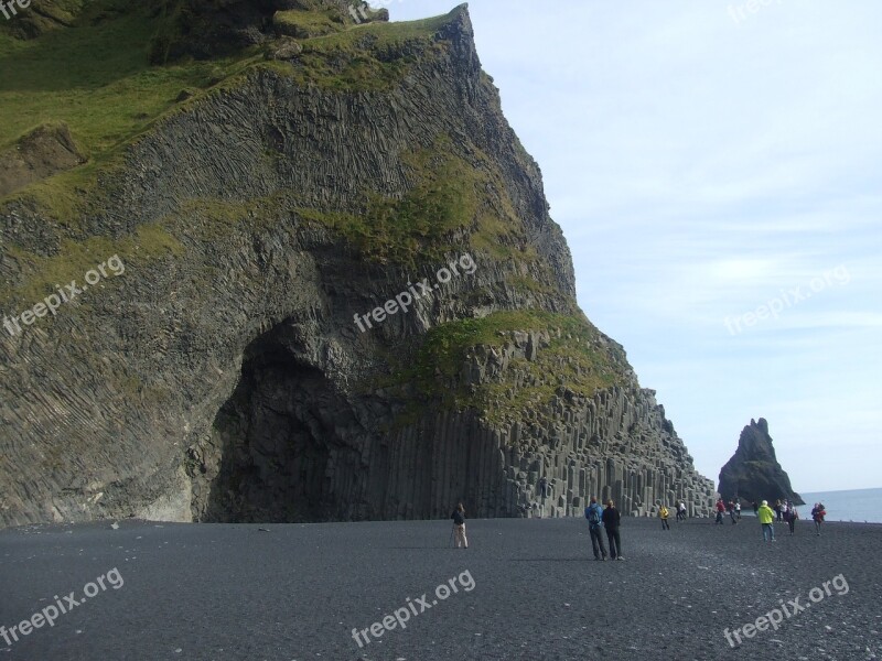 Iceland Black Beach Black Stone Free Photos