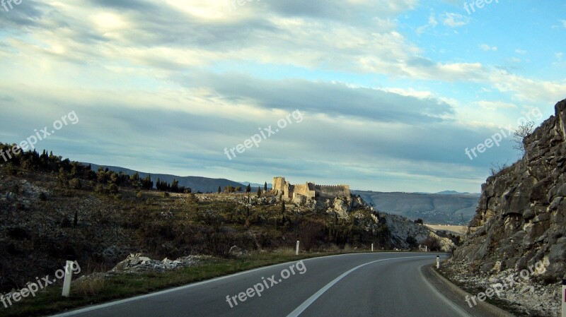 Mountains Clouds Sky Road Landscape