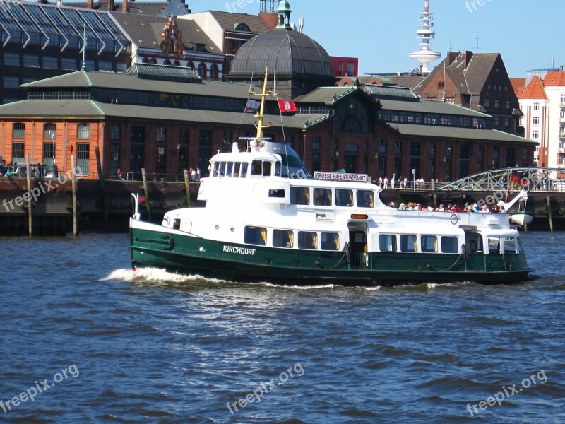 Hamburg Harbor Cruise Ship Ms Kirchdorf Fish-auction Hall Historically