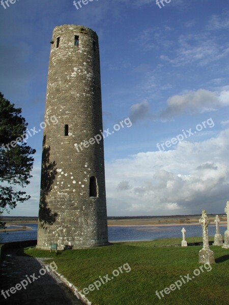 Clonmacnoise Tower Offaly Ireland River Shannon