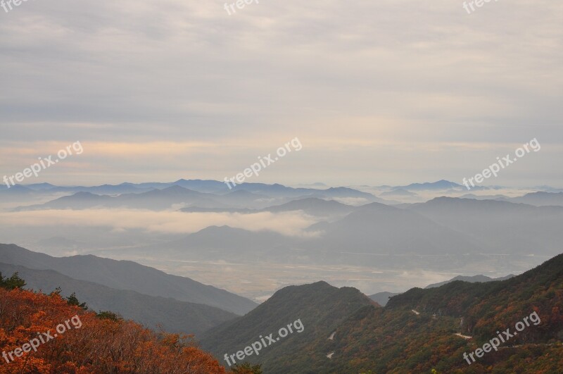 Fall Mountain Vista South Korea Scenic Landscape