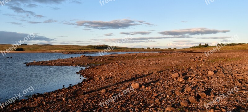 Scottish Loch Rocky Beach Water Lake Dam