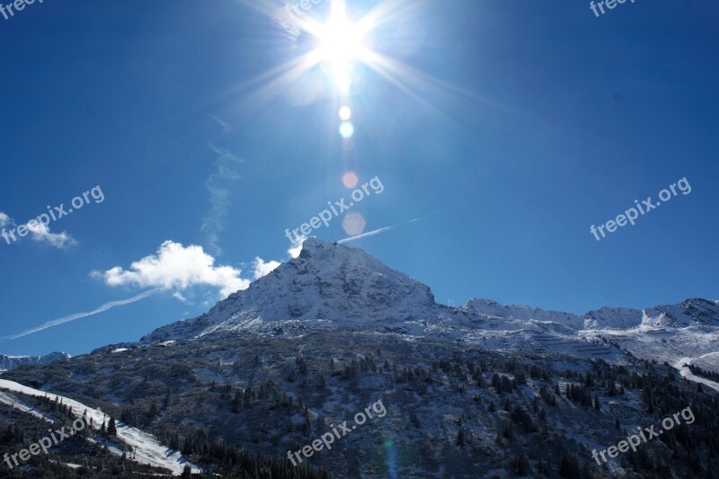 Sun Backlighting Mountains Landscape Sky