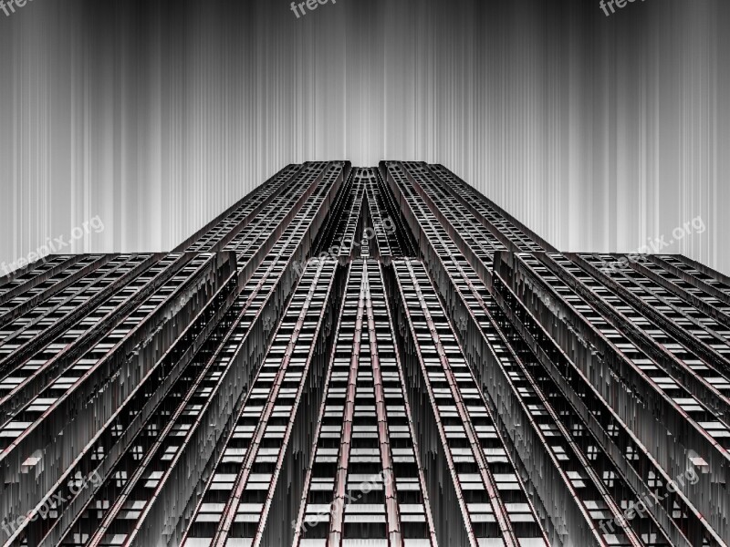 Building Skyscraper Sky Grey Black And White