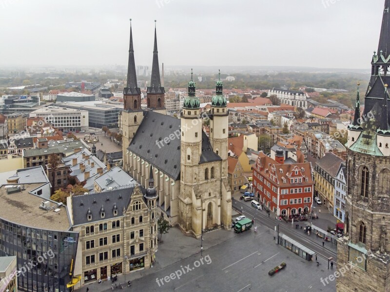 Church Late Gothic Aerial View Hall Saale