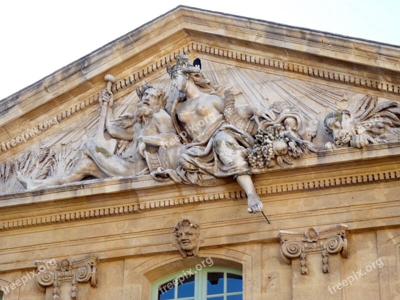 Aix-en-provence Pediment The Madness Statues Facade