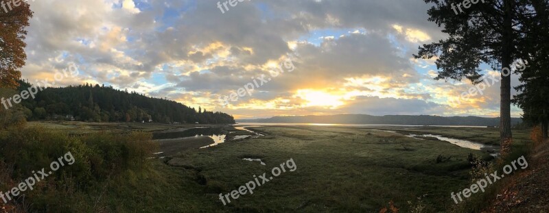 Landscape Sunrise Panoramic Nature Outdoors