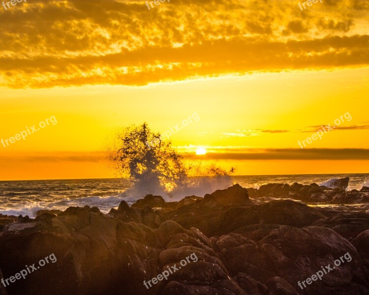 Sunset Beach Cambria Coast Orange