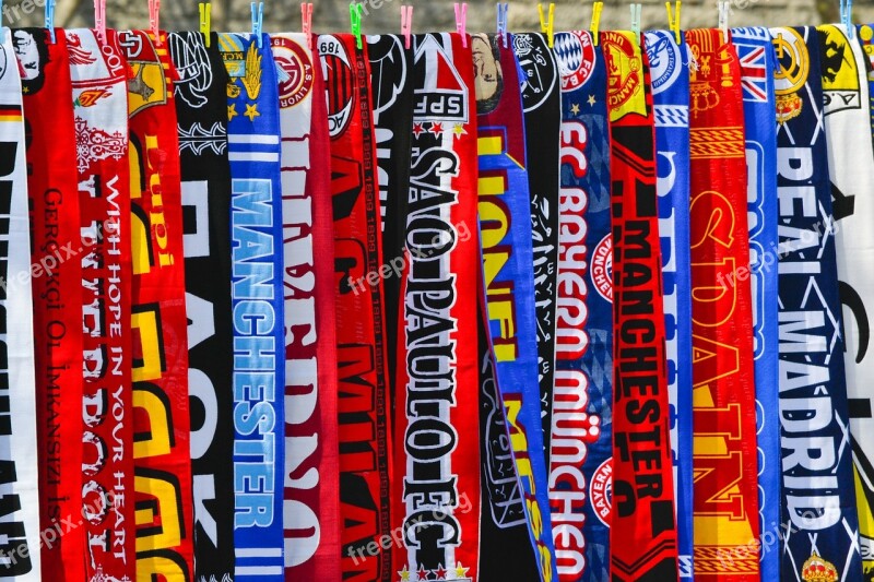 Football Scarves Scarf Spectators Enthusiastic