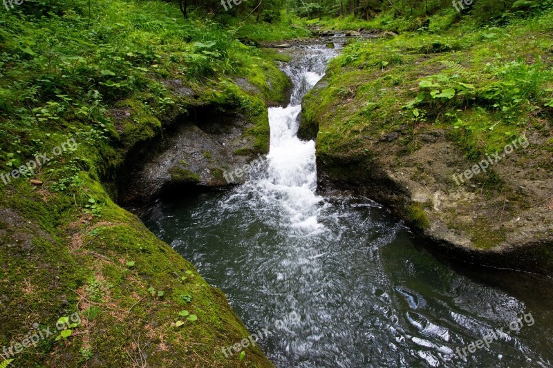 Stream Beskydy Czech Republic Waterfall Silesian