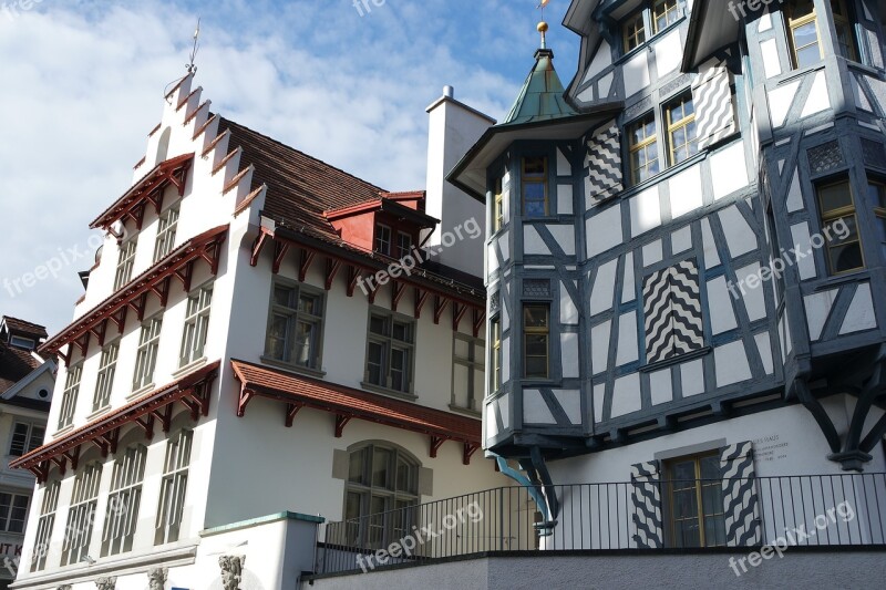 St Gallen Historic Center Switzerland Historically Timber Framed Houses