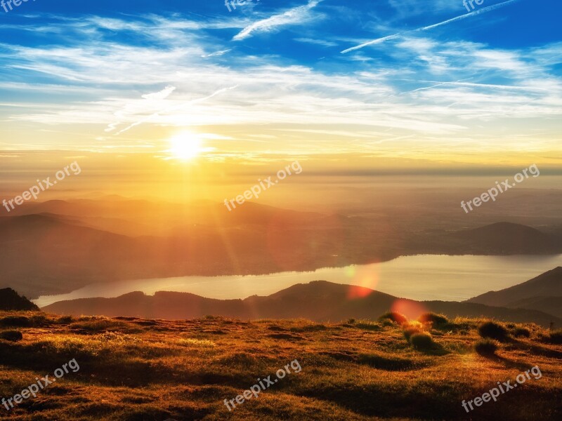 Lake Salzkammergut Sunset Sky Color