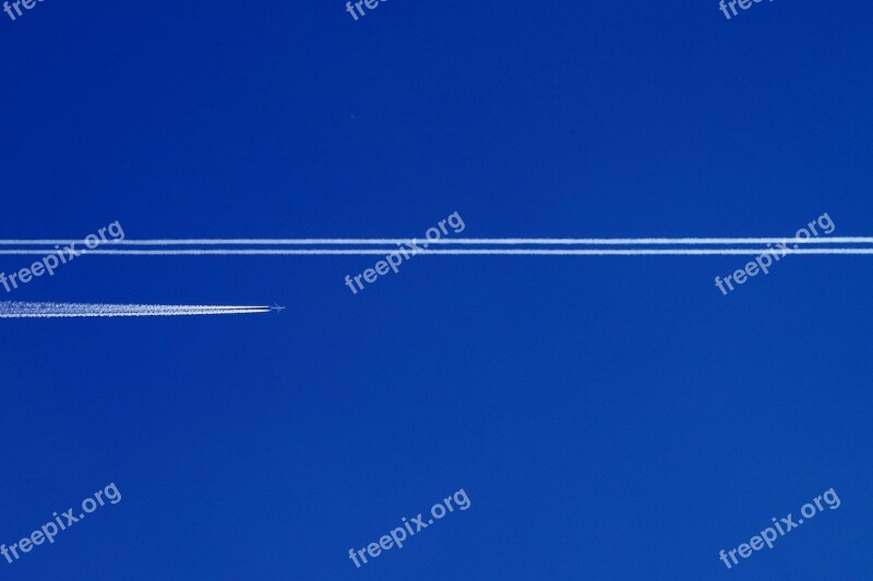 Aircraft Flying Stripes Sky Aviation