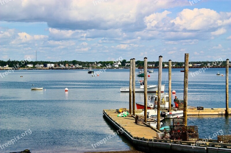 Maine Fishing Village Dock Ocean