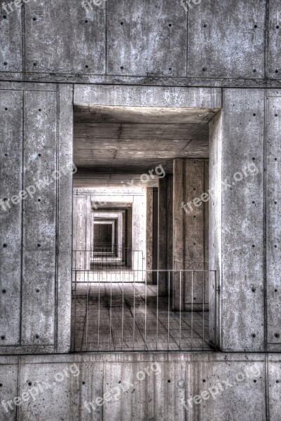 Architecture Mirror Corridor Concrete Salk