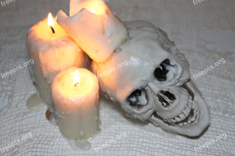 Skull Candle Candlelight Wax Creepy