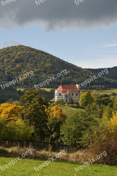 Landscape Church Autumn Heaven Bohemia