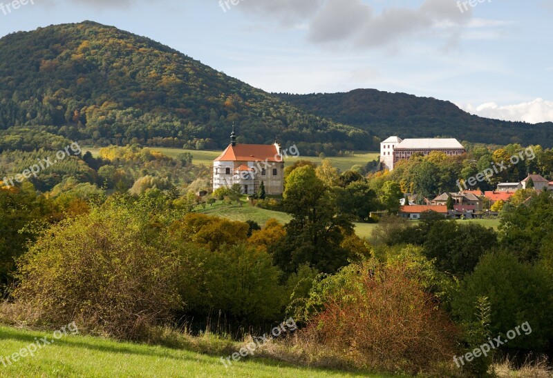 Landscape Autumn Village české Středohoří Colors