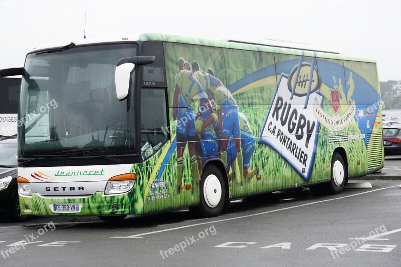 Bus Support Players Sport Rugby