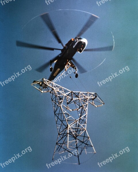 Power Line Tower Electricity Helicopter Transporting