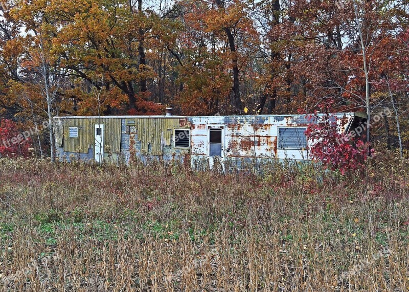 Trailer Mobile Home Abandoned Old Woods Free Photos