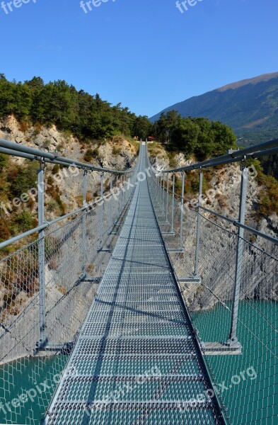 Bridge Suspension Bridge Lake Monteynard-avignonet France