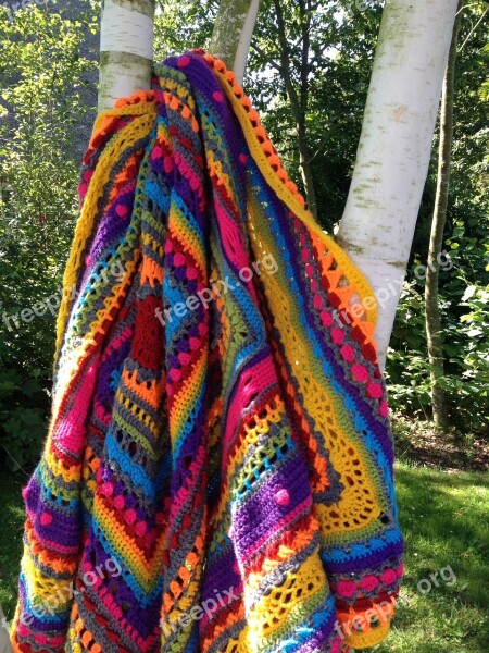 Blanket Colors Hooks Hand Made Knitted Fabric