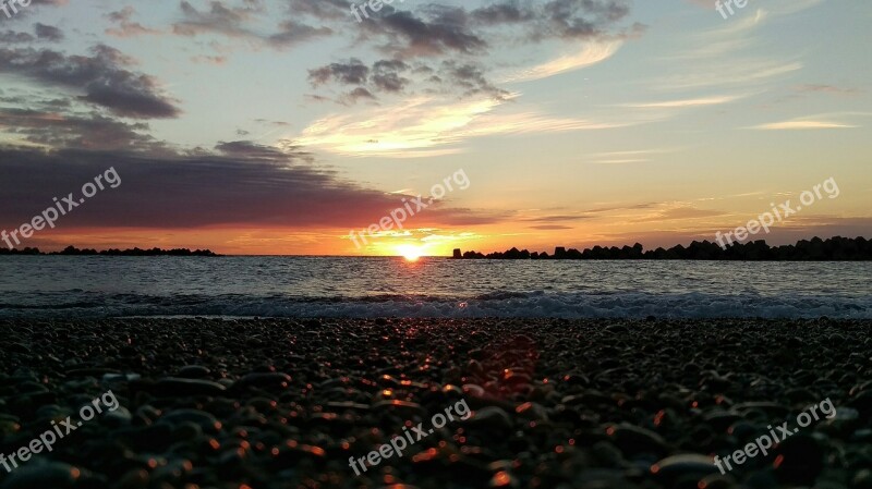 Sea Beach Sunset At Dusk Landscape