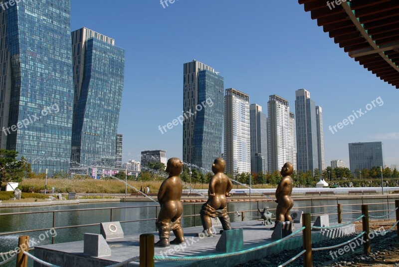 Songdo Incheon Korea Building Songdo Central Park Park 0 Won Seawater