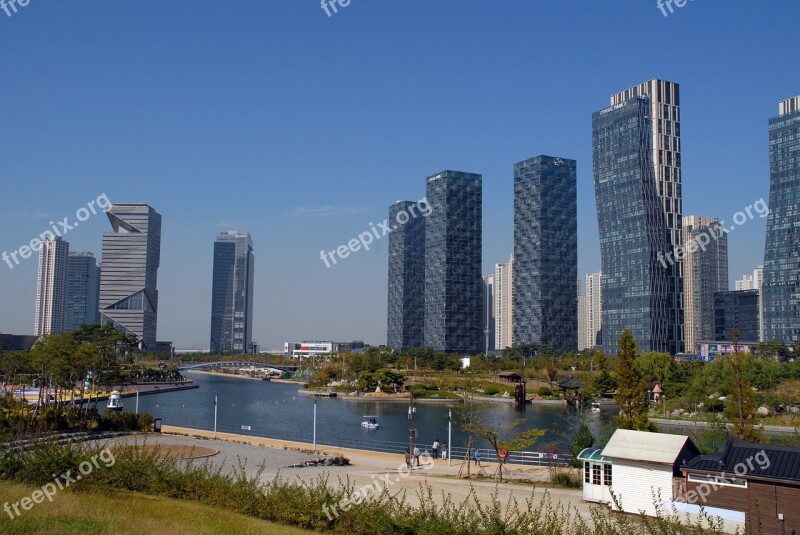 Songdo Incheon Korea Building Songdo Central Park Park 0 Won Seawater